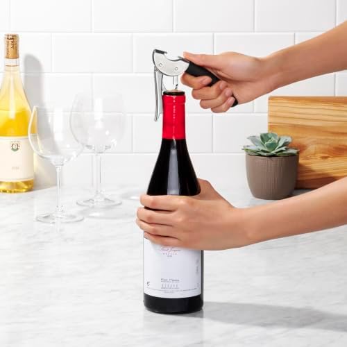 OXO Steel Double Lever Waiter's Corkscrew, Black
