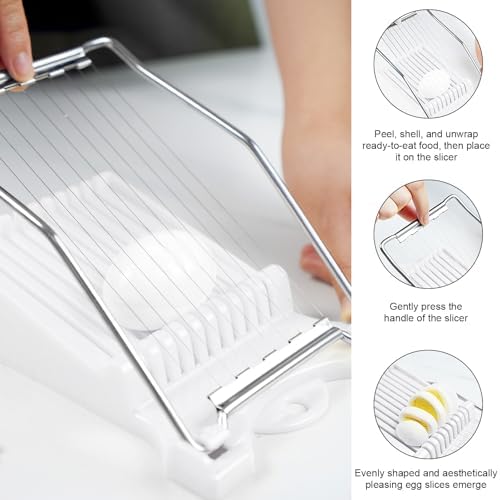 Spam Cutter Luncheon Meat Slicer,Egg Slicer Cutter for Hard Boiled Eggs,10/14 Slices Stainless Steel Wires (white, 10 Slices Wires) - Image 5