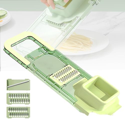 Generic 2024 New Multifunctional Food Grater, Six Cutting Tools Round Vegetable Chopper, Chopper Vegetable Cutter, Food Chopper With Container, Vegetable Chopper With Container (1Cutter+3Blades) by Unknown