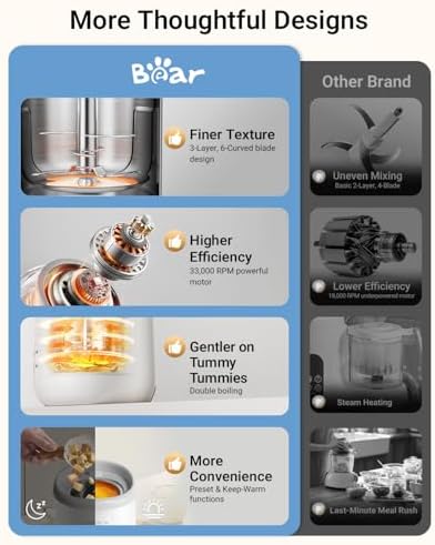 Stainless Steel Baby Food Maker Processor, NutriEase 3-Stage Texture