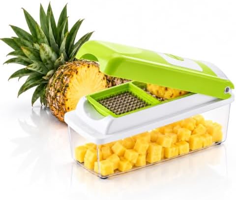 Vegetable Chopper – Original As Seen On TV Food Dicer with 2 Stainless Steel Blades, Large 2-Cup Container, Cleaning Tool, Dishwasher Safe Onion & Vegetable and Fruit Cutter
