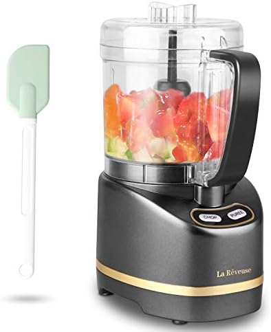 La Reveuse 2 Cup Mini Food Processor, Electric Chopper Small, Metallic Grey - Image 2