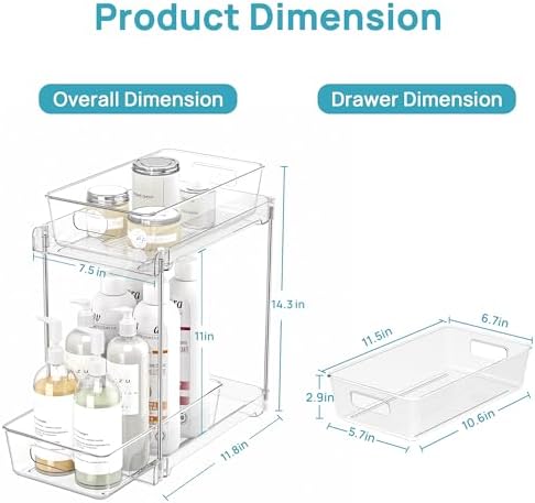 2 Pack Taller Pull Out Bathroom Under Sink Organizer (S-Higher)