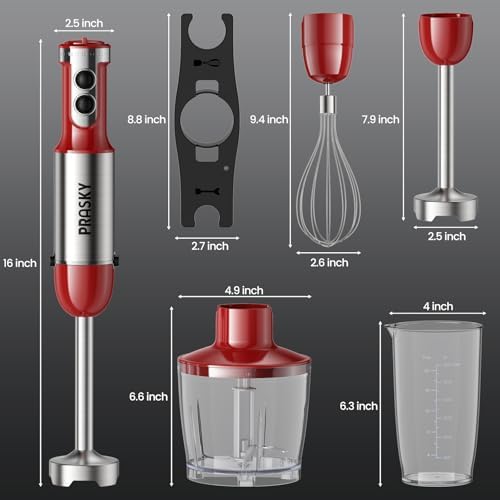 Immersion Blender Powerful Four Blades, Hand Mixer 5-in-1 with 20-speed, 1200W One-button Disassembly and Washing, Suitable for Kitchen Making Soups, Protein Shakes and Baby Food - Image 6