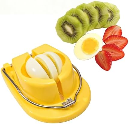 Egg Slicer, Semi-Round Curved Yellow Egg Cutter for Hard Boiled Eggs – Stainless Steel Wire Cutter with Ergonomic Handle for Salad, Cobb Salad, Avocado Toast & Food Garnish, Easy to Clean (1) by FUSAYUKI