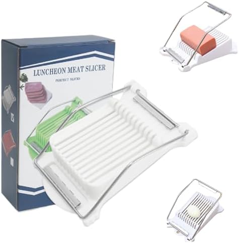 White Luncheon Meat Slicer Fruit Soft Boiled Egg Cheese Butter Slicers Cutter, Stainless Steel Wires, Cuts 10 Slices by Unknown