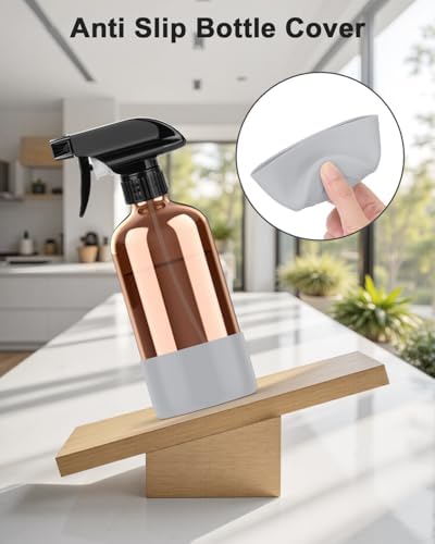 Bontip Amber Glass Spray Bottle, 16 oz with Grey Silicone Sleeve, 1 Pack - Image 5