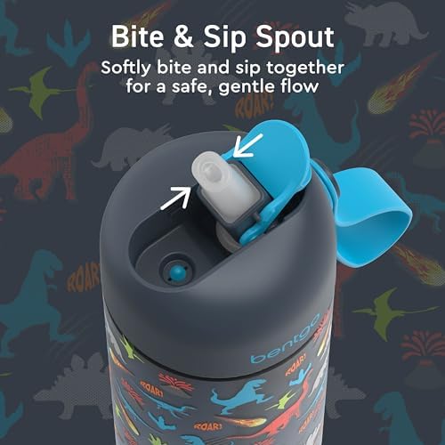 Kids Water Bottle 2-Pack, Leak-Proof, 15 oz, Bite & Sip Spout