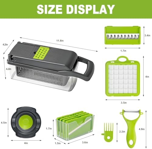 Vegetable Chopper with Container Cheese Grater Mandoline Slicer Cabbage Shredder for Veggie Onion Potato Fruit Food, Includes Egg Separator & Vegetable Peeler, Manual Hand Cooking Gadget for Kitchen - Image 4