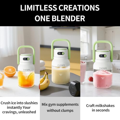 Portable Blender for Smoothies & Shakes, 34oz Rechargeable Personal Mixer with 12 Stainless Steel Blades for Ice Crushing, Cordless Travel Design, LED Display, BPA-Free, Dishwasher Safe - Image 5