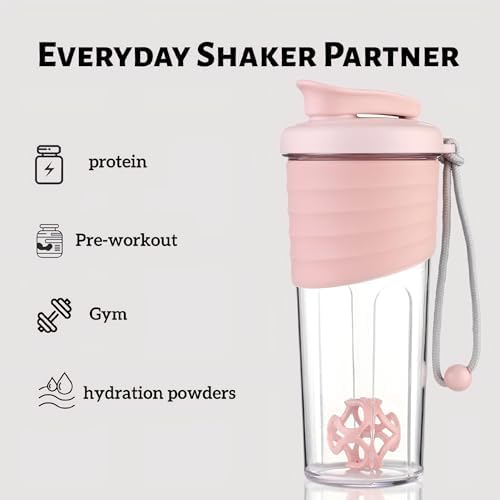 Shaker Bottle for Protein Mixes 24 oz Pink - Image 6