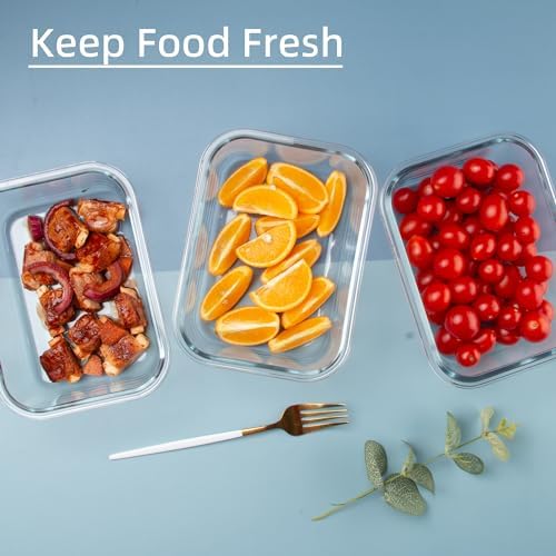 Glass Meal Prep Containers with Lids(5 Pack, 34oz)