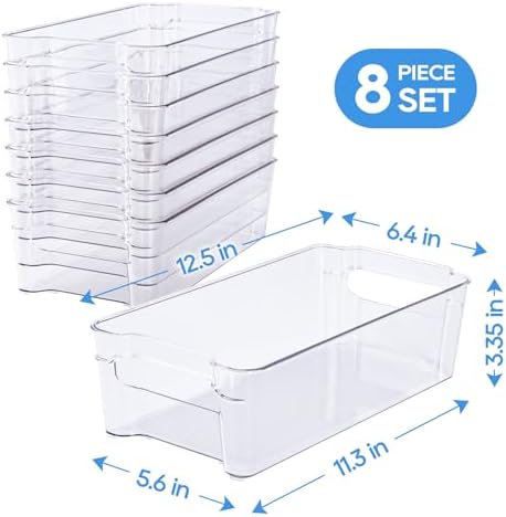 Clear Plastic Storage Bins, 8 Pack