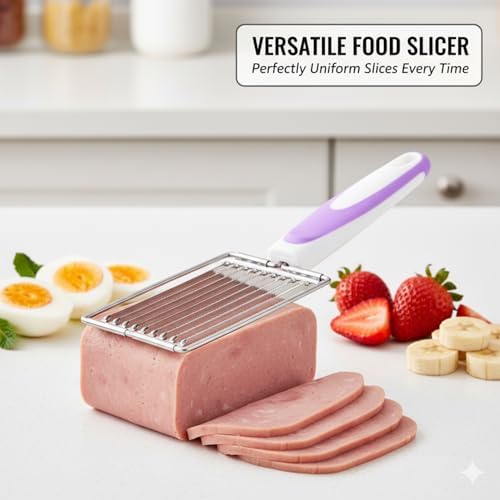 2 Pack Luncheon Meat Slicer, Stainless Steel Spam & Egg Cutter, Multipurpose Kitchen Slicing Tool with Non-Slip Handle for Soft Foods, Cheese, Tomatoes - Image 2