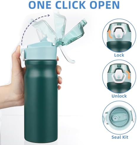 BJPKPK 18 oz Water Bottle with Straw & Handle, Insulated Stainless Flask - Image 3