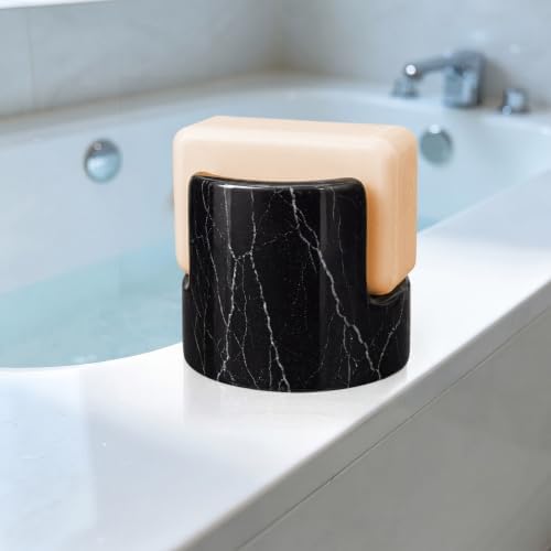 Black Natural Marble Sponge Holder for Kitchen Sink Travertine