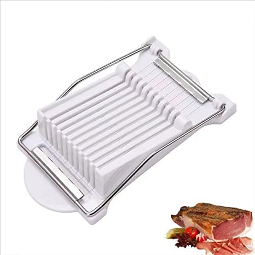 Stainless Steel Wire Egg Slicer,Cuts 10 Slices For fruit,Onions,Soft Food and Ham，Slicer & Cutter for Eggs, Mozzarella Cheese, Slice Spacing 1/3 inch Multipurpose Luncheon Meat Slicer(White) by TANGMENGXI