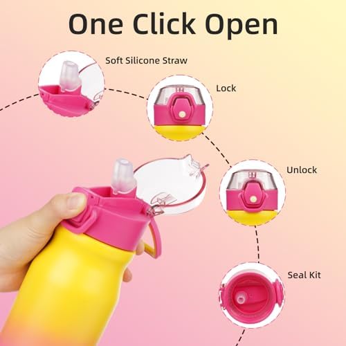 BJPKPK 25 oz Insulated Water Bottle, Straw, Handle, Stainless Steel Flask - Image 3