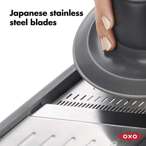 OXO Good Grips Chef's Mandoline Slicer 2.0, Black & Steel and OXO Good Grips Stainless Steel Scraper & Chopper,Silver/Black - Image 4