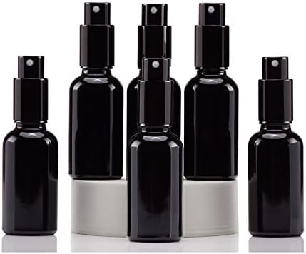 YIZHAO Black Glass Spray Bottles 1oz, with Small Fine Mist Spray, Metal Cap, Refillable for Essential Oil,Travel,Cleaning,Perfume,Aromatherapy,Makeup – 6 Pcs by YizhaoGlassSprayandDropperBottles