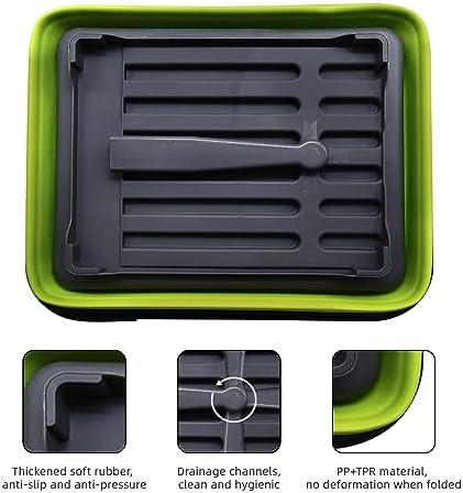 Collapsible Dish Drying Rack for RV Campers Portable Dinnerware Drainer Organizer for Kitchen Travel Trailer-Green