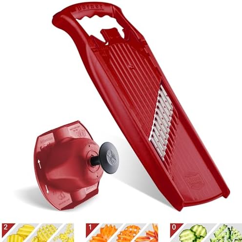 Börner by Reston Lloyd Wave-Waffle Power Line • Crinkle Cut/Spirelli Vegetable Slicer & Food Safety Holder • Slicer for Wave Waffle Cut Style • Multiple Thickness Options • Made in Germany, Red - Image 7