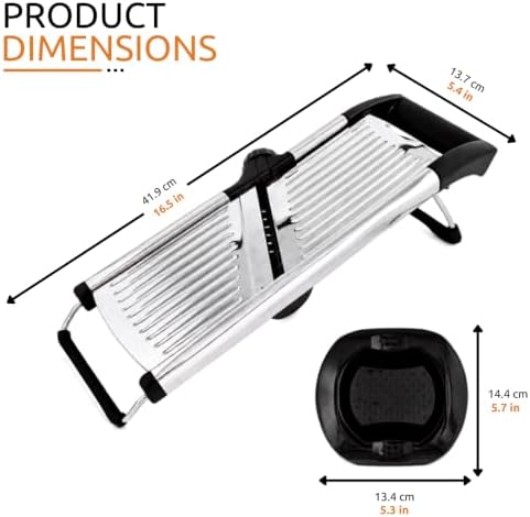 Mandoline Slicer Stainless Steel Adjustable V-Blade, 36 Slice Options - Image 3