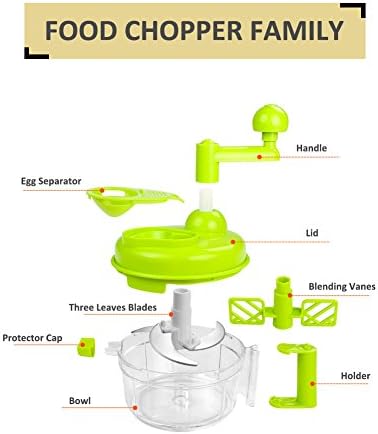 Cambom Manual Vegetable Cutter Food Processor 8 in 1 - Chopper, Mixer, Blender, Whipper, Egg Separator, Mincer, Grinder, Dicer with Clear Container 1200ml BPA Free - Image 6