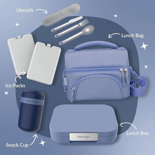 Modern - Leak-Resistant Bento Lunch Box For Adults, Teens, & Larger Appetites; Reusable BPA-Free Meal Prep Container with 3 or 4 Compartments, Dishwasher/Microwave Safe; 5 Cups (Dusk Blue)