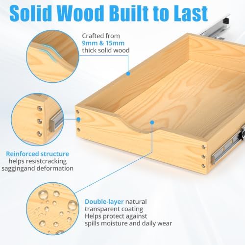 21" Deep Wood Pull Out Cabinet Organizer, Pull Out Drawers