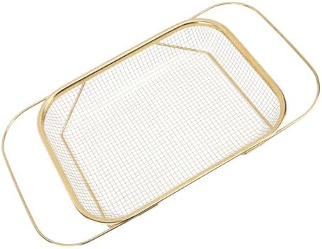 Stainless Steel Colander, Over The Sink Strainer Basket Kitchen S Er Gold Strainer Over The Sink Colander Basket for with Handles Fine Mesh Expandable Essentials (Gold)