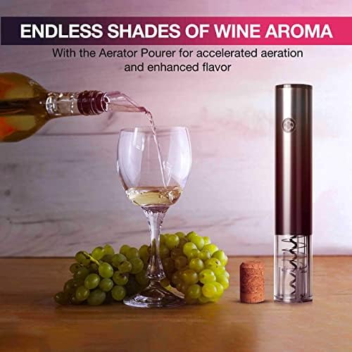 Mueller Electric Wine Opener Set - Rechargeable Batteries and USB Charging Cable - Electric Corkscrew Opener with Foil Cutter, Wine Pourer, Vacuum Stopper (Batteries Included), Valentines Day Gift