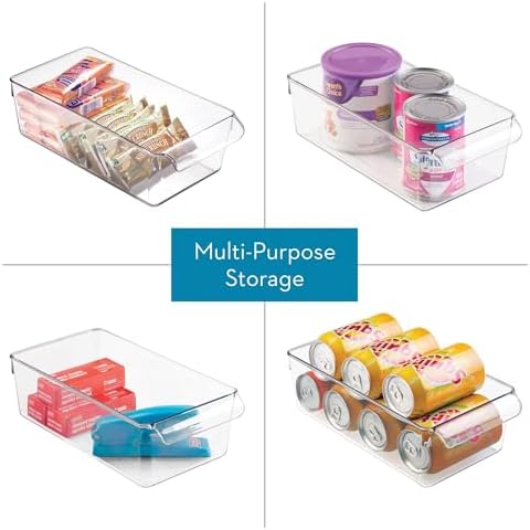 Fridge Storage Bin with Handle, Set of 4, Clear