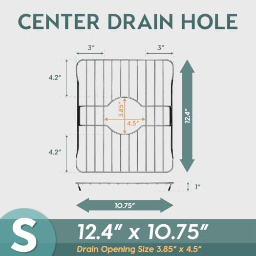 304 Stainless Steel Sink Protector Rack – Rust-Resistant Grid for Kitchen Sink Bottom, Scratch Prevention, Drainage Support – Fits Sinks 10.75" x 12.4", Center Drain Hole Required