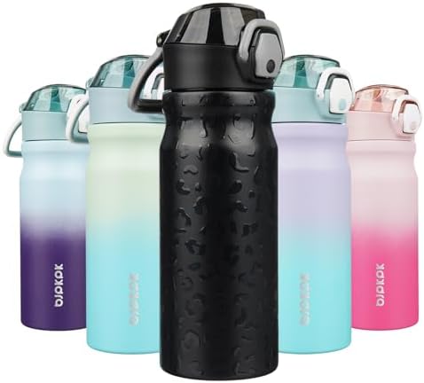 BJPKPK 18 oz Water Bottle with Straw & Handle, Insulated Stainless Flask by BJPKPK