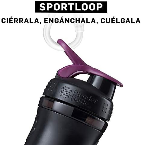 BlenderBottle SportMixer Tritan Grip Shaker Bottle, Transparent Black/Plum, 28-Ounce - Image 2