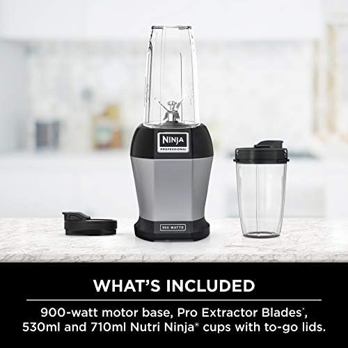 Ninja BL450C, Nutri Pro Personal Blender For Juices, Shakes & Smoothies, 18 and 24 Oz cups, Black/Silver, 900W (Canadian Version) - Image 2