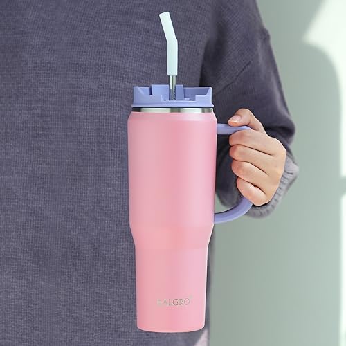 40 oz Insulated Stainless Steel Water Bottle Jug with Straw
