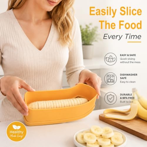 Extra Large One Press Banana Cutter, Multi Fruit & Egg Slicer