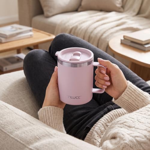 TILUCK 12 oz Insulated Coffee Mug with Lid and Handle - Image 4