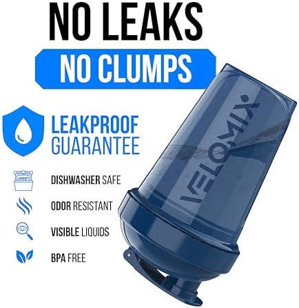 VELOMIX 2 Pack 20oz Protein Shaker Bottle for Protein Mixes, Blue/Black - Image 3
