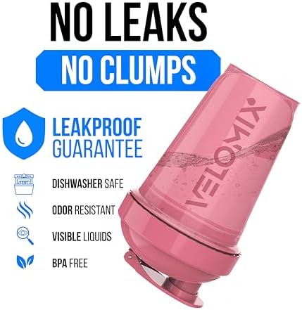 VELOMIX 2 Pack 20oz Protein Shaker Bottle for Protein Mixes, Pink/Turquoise - Image 3