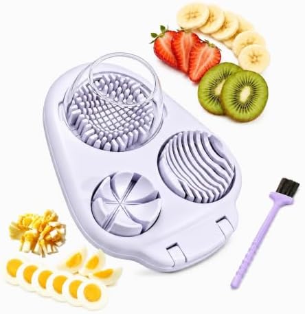 3-in-1 Egg Slicer for Hard Boiled Eggs with Cleaning Brush