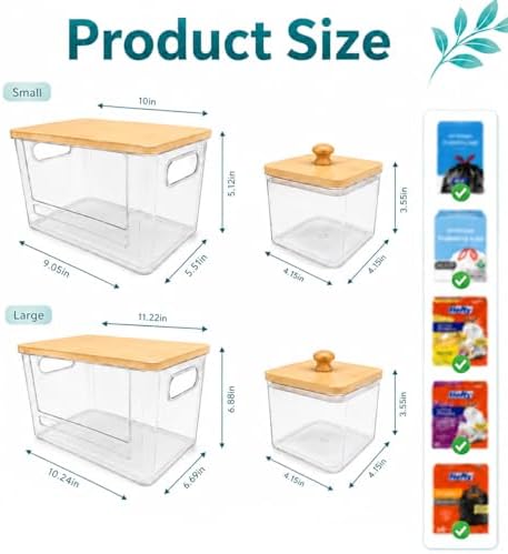4 PACK Stackable Trash Bag Dispenser Organizer, Multi-Purpose Under Sink Garbage Bag Storage Holder for Kitchen Cabinet Pantry Laundry Room Grocery Plastic Bag Container Organizer