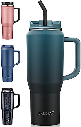 40 oz Insulated Stainless Steel Water Bottle Jug with Straw
