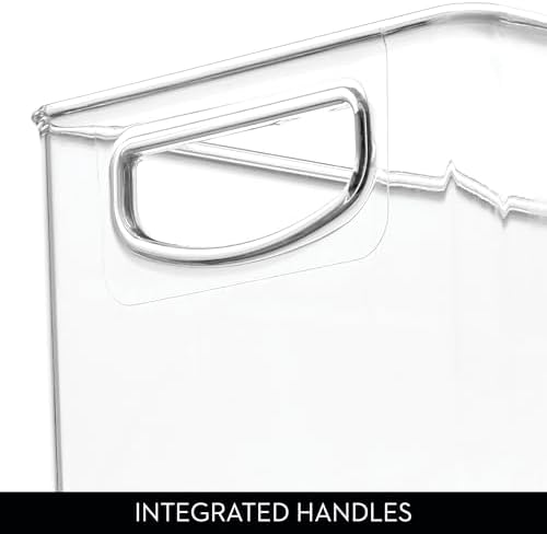 Plastic Stackable Pantry Bin with Handles, Set of 2, Clear