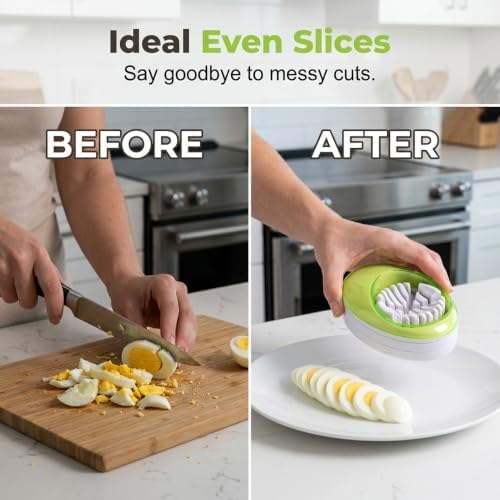 Egg Slicer for Hard Boiled Eggs,Stainless Steel Egg Cutter,Kitchen Chopper Tool for Strawberry Tomato,Mushroom,Butter and Grape,Kitchen Gadget (Red) - Image 3