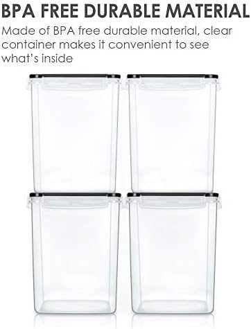 5.2L Flour Sugar Storage Containers, 4 PCS, Black