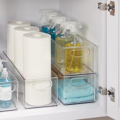 Plastic Stackable Pantry Bin with Handles, Set of 2, Clear