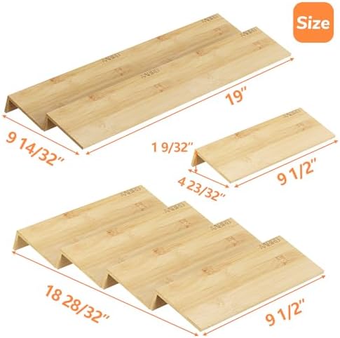 Bamboo Spice Drawer Organizer with Non-slip Mat,4 Tier Jar Spice Rack Tray 9.5'',Seasoning Organizer for Kitchen,Cabinet,Drawers,Countertop